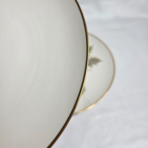 TWO Noritake Fantasia Dinner Plates Ivory with Gold Grapes and Gray Tan Leaves - Picture 11 of 14